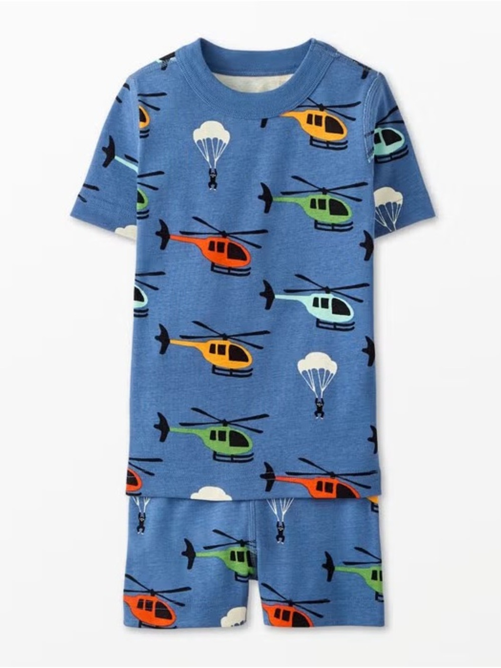 Hanna Andersson Blue Helicopter & Parachute Shortie Pajama Set